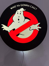 Ghostbusters Who Ya Gonna Call? Round Wall Light Sign Lamp, Black/Red/White picture