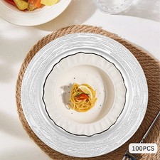 100 Pcs Antique Charger Plates, Dinner Charger Plates For Camping, Picnics picture
