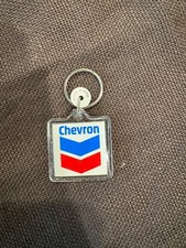 Chevron Keyring Keychain Vintage Acrylic Red Blue Logo 2 Sided Metal Ring NEVER picture