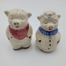 Vintage Shawnee Pottery Smiley and Winnie Pig Salt and Pepper Shakers Set picture