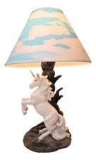 Ebros Enchanted Lights White Unicorn Sculptural Desktop Table Lamp With Shade picture
