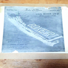 USS Boxer CV-21 Restricted Roster of Officers  Documents 1951 With Signatures picture