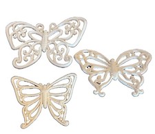 Homco Butterfly Wall Decor Plaque BOHO Hanging Vintage White Set Of 3 (C6) picture