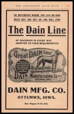 1907 Dain Ottumwa Iowa Great Dain Line Dog Mowers Stackers Hay Presses Print Ad picture