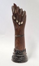 Vtg Gerson Bahia Brazil Mano Figa Fist Statue Wood Silver Plated 5.5