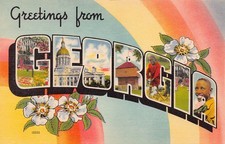 Georgia GA Greetings From Large Letter 16555 Linen Postcard picture
