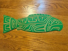 Chester Joseph Salmon Panel Carving Squamish First Nation Red Cedar Pigment picture