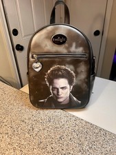 Twilight Team Edward Black Y2K Hot Topic Backpack with Heart Charm Collectible picture