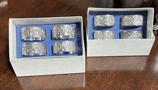 Giftware International Silver Granada Floral Design Napkin Rings 2 Sets of 4 picture