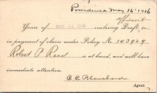 1906 Northwestern Mutual Life Insurance Postal Card Providence RI RR Blanchard picture