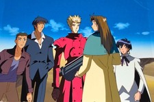 Trigun : Vash, Wolfwood Milly Thompson & Meryl Strife animation cel + background picture