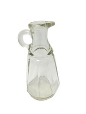 Vintage Clear Glass Oil Vinegar Cruet Paneled Rounded Finger Handle Pour Spout 1 picture