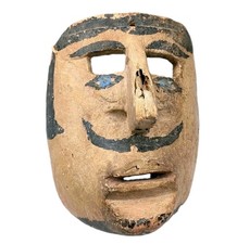 Antique Mexican Mexico Wood Wooden Ethnographic Danced Dance Mask Folk Art  picture