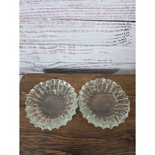 VTG Clear Pressed Glass Fluted Ashtray Trinket Dish Set of 2 Mid Century picture