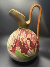 Antique Doulton Burslem Hand Painted Iris Ewer Jug Artist Signed 8 Inch Vase picture