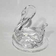Hand Blown Clear Crystal Art Glass Swan 3