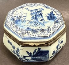 RARE Antique 18C German Ansbach Pottery & Porcelain Box picture