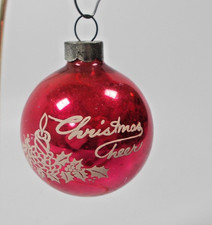 Vtg 1950's Franke Stenciled Christmas Cheer Ornament 2