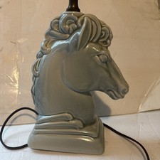 Vintage Ceramic Equestrian Horse Bust Lamp Ornate Sculptural Rectangular Base picture