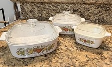 RARE VINTAGE CORNINGWARE FRENCH VEGETABLE COLLECTION SET OF 3 (Stamped) USA picture