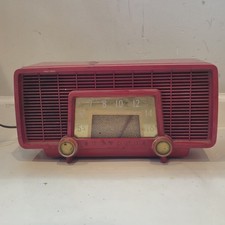 Vtg Antique Flyer Red 1959 Sylvania R518-8483 AM Vacuum Tube Radio Tested WORKS picture