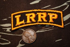 Old Authentic Vietnam era color combat LRRP Tab black gold Airborne Ranger Recon picture