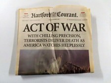 Hartford Courant 9/11 Newspaper Act of War World Trade Center 9/12/01Complete picture