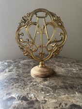 Antique Spanish Gilt Bronze Auspice Maria Marian Monogram Altar Display - 20 cm picture