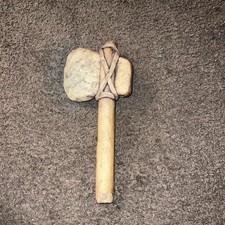 Vintage Hollow Ceramic Native American Tomahawk Tribal Stone Axe Shaman Rattle picture