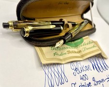NOS 1953 PELIKAN 400& 450 TORTOISE BROWN SET- Fountain Pen&Pencil-F Nib-Restored picture