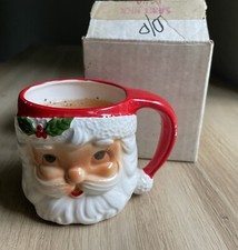 LUND'S LITES Ceramic Santa Claus Saint Nick Christmas Mug Candle vtg Japan Box picture