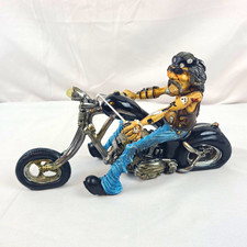 Resin Painted 3D Effect Biker on Chopper Motorcycle Figurine Multicolor Boxed picture