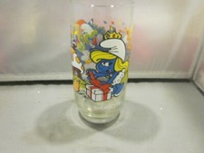 SMURF Smurfette 12oz Beverage Glass Peyo Birthday Party Fun Vintage 1983 picture