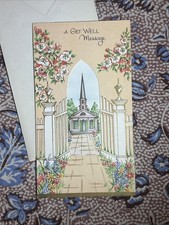 Antique REGAL Get Well Chapel Cut Out Cards + envelope picture