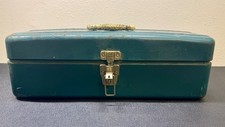 Vintage Union Utility Box Tackle Box Tool Chest Teal Green Steel USA picture