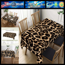 Black Brown Leopard Print Rectangle Tablecloth Cheetah Leopard Skin Table Cloth picture