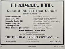 Plaimar Ltd Perth W Australia Essential Oil Fruit Essence Vintage Print Ad 1931 picture