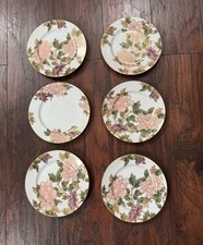Fitz and Floyd Lot Of 6 Cloisonne Peony White 7.5'' Dessert Salad Plate Japan FF picture