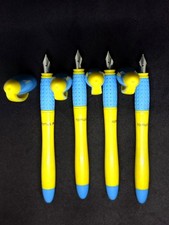 Romus Student Yellow Sky Blue Fountain Pen SET OF 4 - Classic Vintage picture