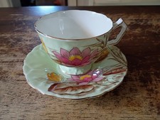 Aynsley Water Lily Teal Tea Cup And Saucer 765788 1930s Excellent Condition picture