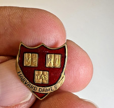 Antique Harvard Dames Enamel Enameled Pin Medal c 1940s University Women’s Club picture