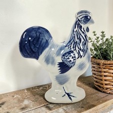 VTG Blue & White Porcelain Rooster French Farmhouse Country Kitchen Figurine 7