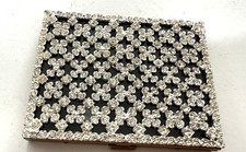 Vintage Rhinestone Studded CIGARETTE Compact  Enamel Back picture