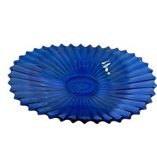 Vintage Sowerby Bowl Cobalt Blue Glass Starburst Oval 13.5