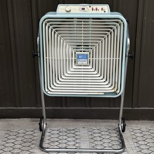 Vtg WELLS ROYAL Deluxe Thermo Control Box Fan Reversible MCM Turquoise W/ Stand” picture