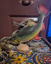 Vintage 1999 Wade Dawson Collection Mountain Brookie Trout Fish in Surroundings picture