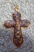 Vintage Goldtone & Enamel Cross Pendant picture
