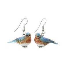 Little Critterz Jewelry - Bluebird Birthday Gift - Porcelain Earrings Jewelry picture