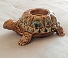 VTG Norleans Japan Ceramic Brown Turtle Votive Candle or Tapered Candle Holder picture
