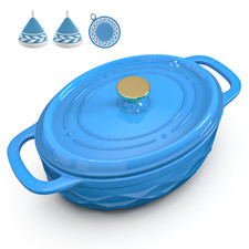 7.5QT Enameled Cast Iron Oval Dutch Oven with Lid, Heat Resistant Mitts, Pot Mat picture
